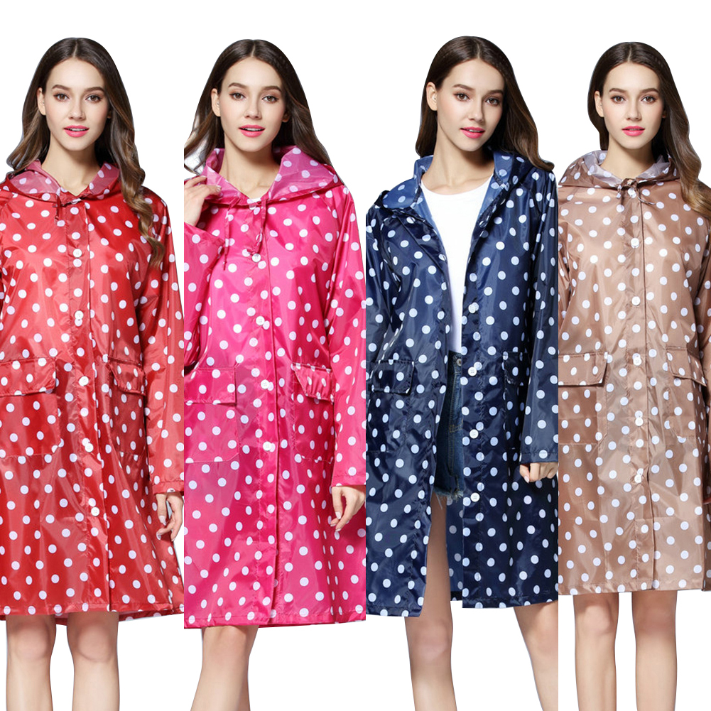Bluelans Fashion Cute Dots Raincoat Women Poncho Waterproof Rain Wear Outdoor Coat Jacket - image 1 of 7