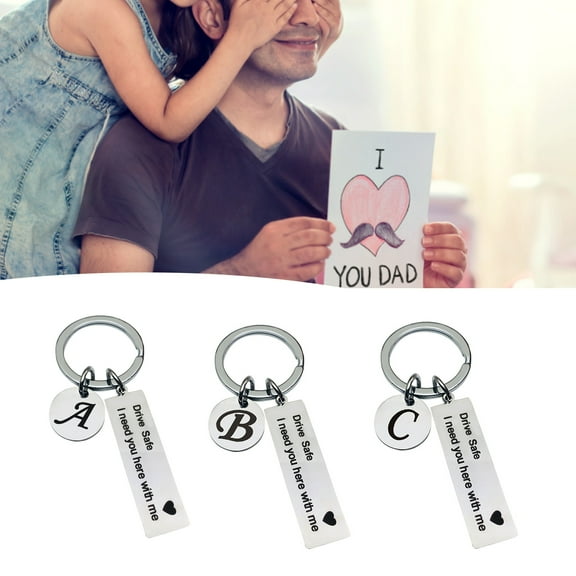 Xinyolin Key Holder Letter Pattern Fathers Day Gifts Stainless Steel Drive - Safe Keychain for Home