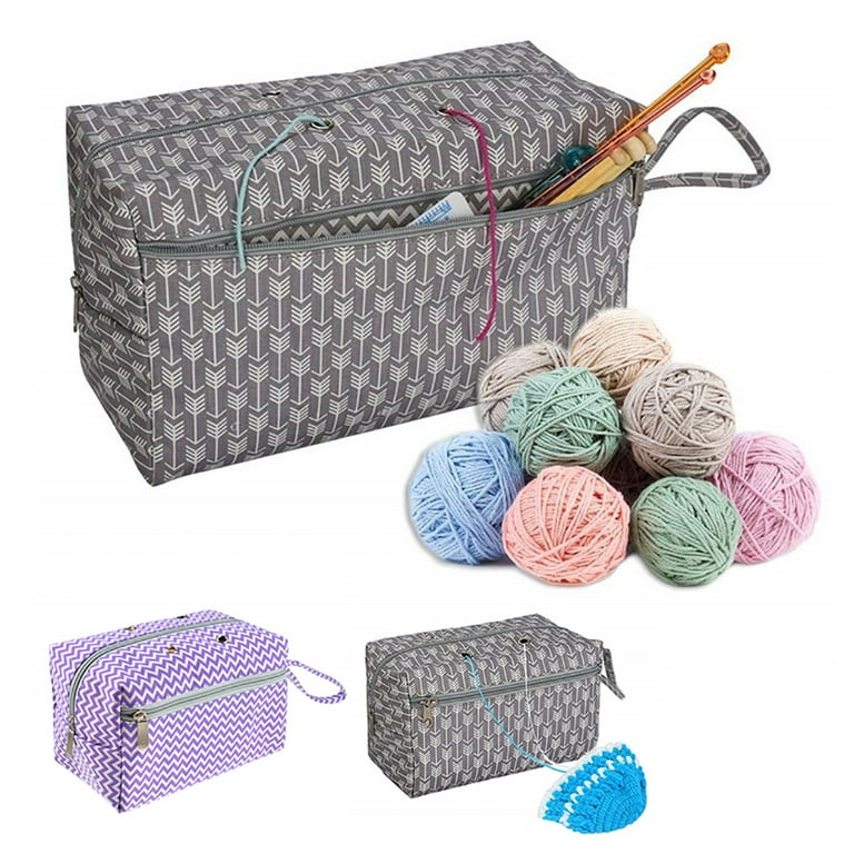 Katech Small Yarn Bag With Holes, Portable Yarn Storage Case for