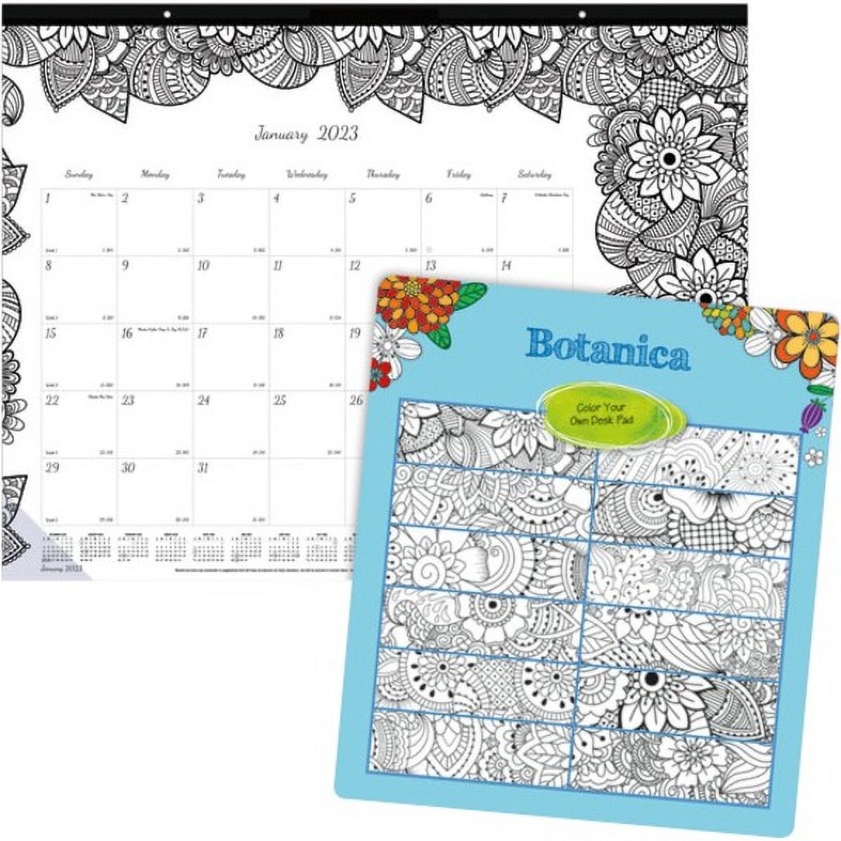 Blueline DoodlePlan Monthly Desk Pad Calendar, 22" x 17", Black/White