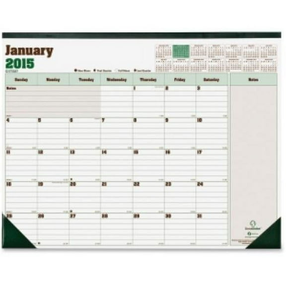 Blueline DuraGlobe Monthly Desk Pad Calendar, 22 x 17, 2017