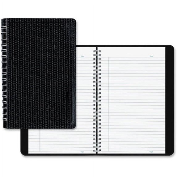 Blueline Duraflex Notebook 160 Sheets - Twin Wirebound - Ruled - 9 1/2" x 6" - Black Cover Textured - Poly Cover - Flexible Cover, Micro Perforated, Durable Cover - Recycled - 1Each