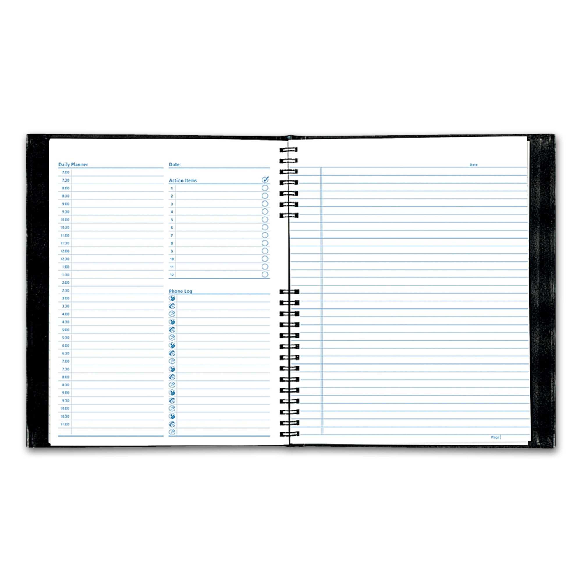 Blueline NotePro Undated Daily Planner, 11 x 8-1/2, Black