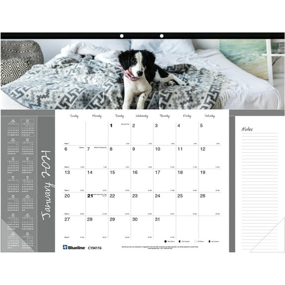 Blueline, REDC194116, Man's Best Friend Dogs Desk Pad Calendar, 1 Each