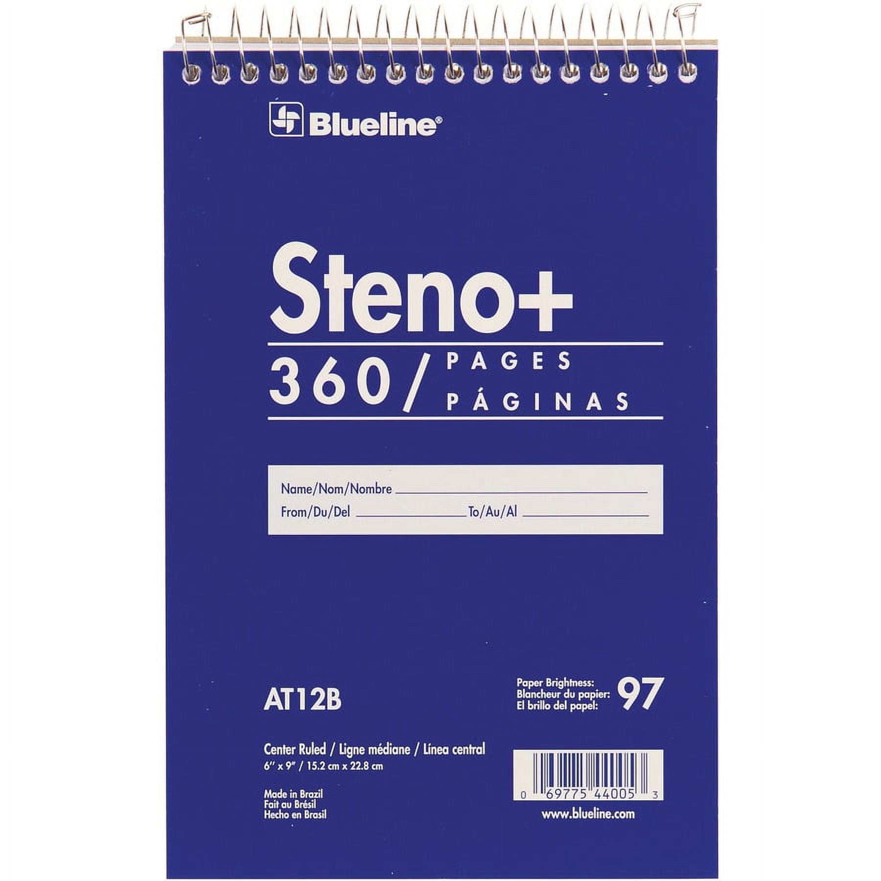 Blueline White Paper Wirebound Steno Pad - 350 Sheets - Wire Bound - Front Ruling Surface - 6" x 9" - White Paper - Cardboard Cover - Stiff-cover - 1 | Bundle of 2 Each