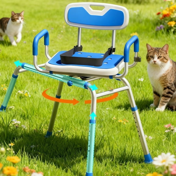 Bluelog Sliding Shower Chair with Extra-Wide 360° Swivel Seat, 330lbs Tub Transfer Bench, Adjustable Height for Elderly & Disabled Inside Shower Chair