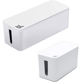 Bluelounge CableBox & CableBox Mini for Desktop Cable and Cord Management - White - (Set: 1 x Cablebox + 1 Cablebox Mini)