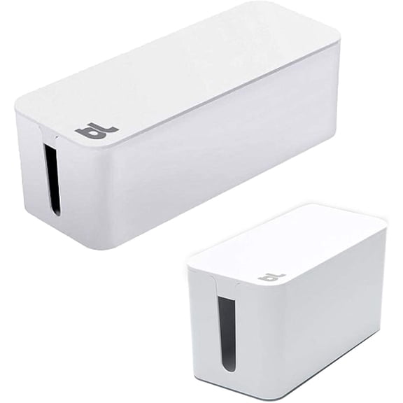 Bluelounge CableBox & CableBox Mini for Desktop Cable and Cord Management - White - (Set: 1 x Cablebox + 1 Cablebox Mini)