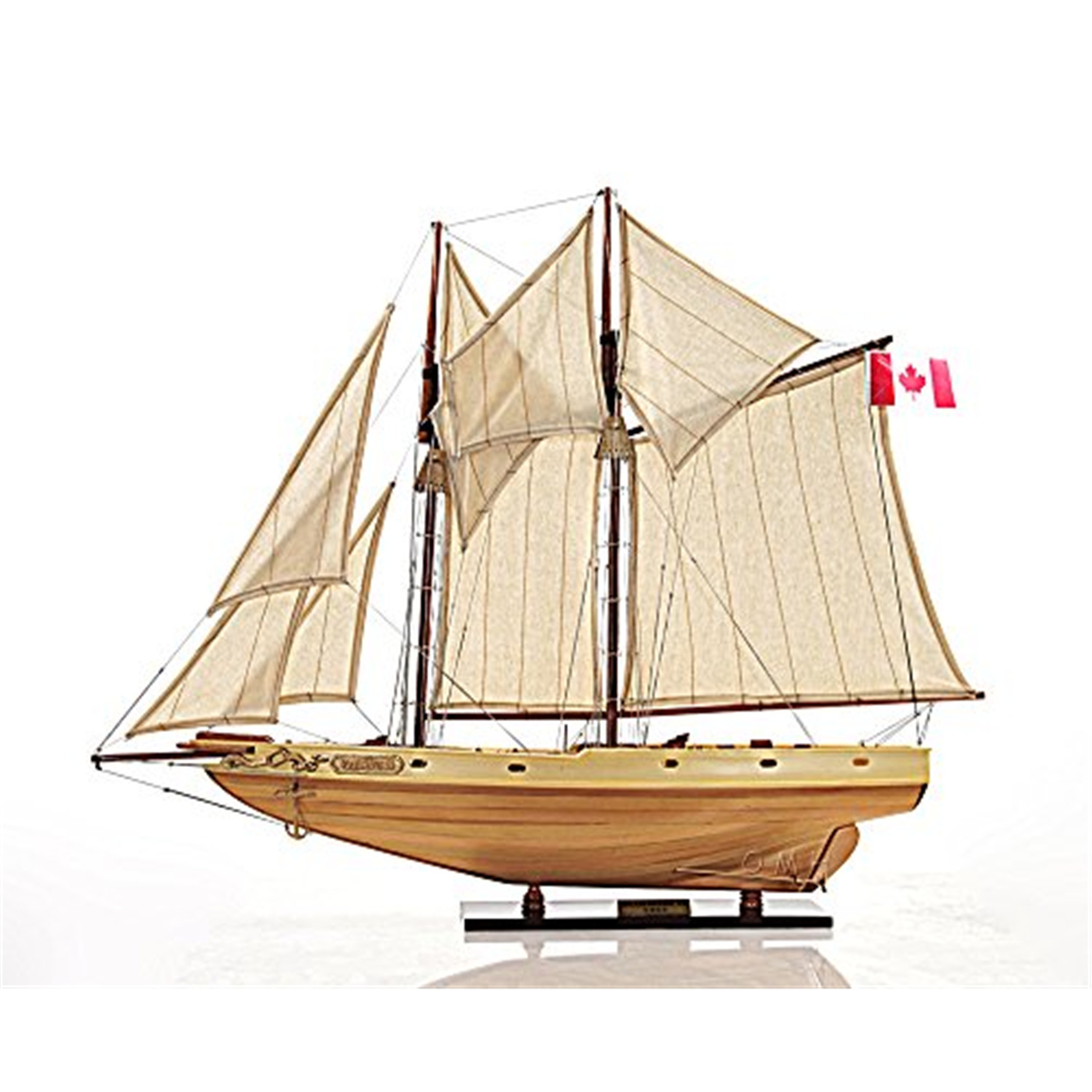 29.5" Handcrafted Natural Wood Bluenose II Model Ship
