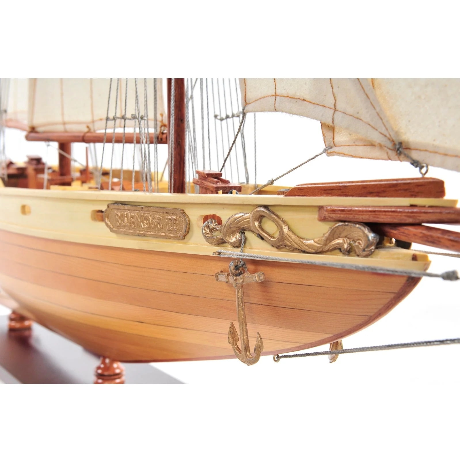 29.5" Handcrafted Natural Wood Bluenose II Model Ship
