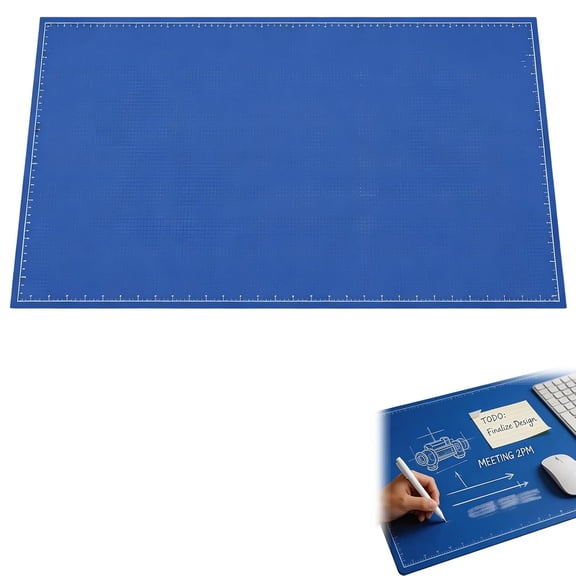Blueprint Desk Mat , Large Extended Desk Pad with Non-Slip Rubber Base and Smooth Mouse Pad Surface for Office and Gaming