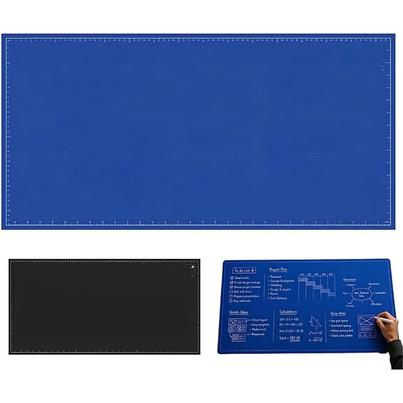 The Blueprint Deskmat Includes The Blueprint Marker, Double-Sided Dry Erase Desk Pad for Writing & Sketching, Reusable Writable Mouse Pad, Large Desk Cover Protector for Engineers & Creators