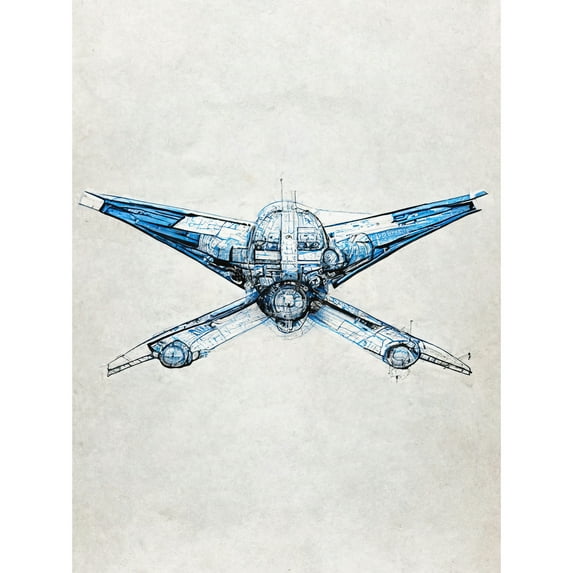 Blueprint Diagram X Wing Fighter Fantasy Fan Unframed Wall Art Print Poster Home Decor