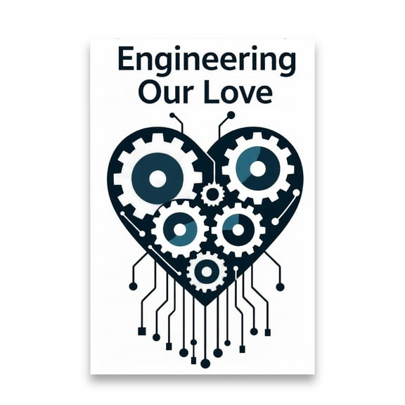 Blueprint Gear Heart Design - Engineer Wall Art - 13x19 Poster Print - Home Office