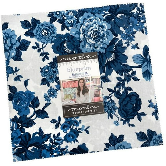 Blueprint Layer Cake by Camille Roskelley, 42 10-inch Precut Fabric Quilt Squares