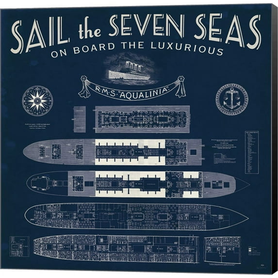 Blueprint Luxury Liner by Sue Schlabach, Canvas Wall Art