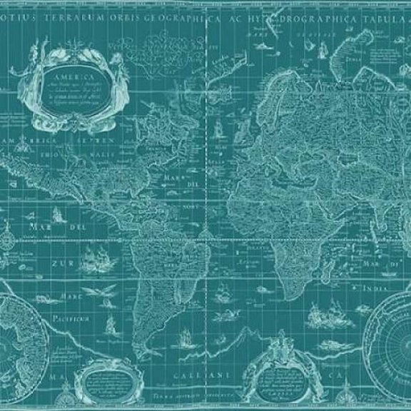 Blueprint Map(Teal)__ Poster Print by Willem Blaeu (12 x 12)