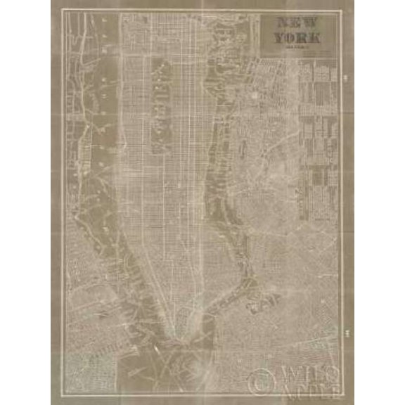 Blueprint Map York Taupe Poster Print by Sue Schlabach