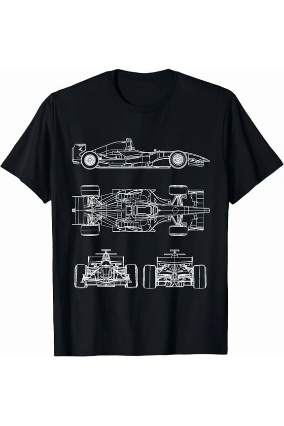 Blueprint Racing Car Formula Project Front Back Side View Gift Unisex T-Shirt