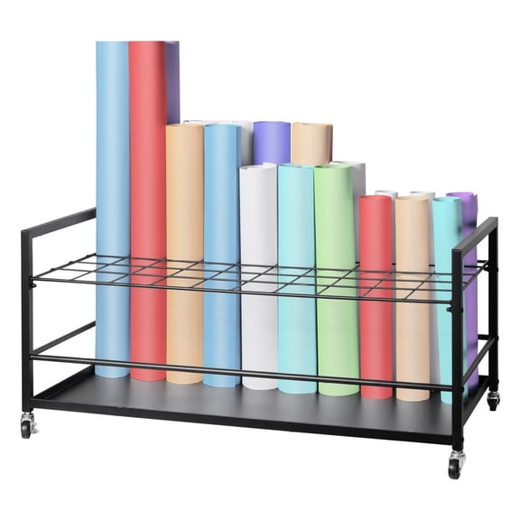 Blueprint Rack 50 Slot, Mobile Blueprint Holder with Wheels - Metal Blueprint Storage Cart for Construction Plans, Maps, Posters - Office, School, Architectural Use
