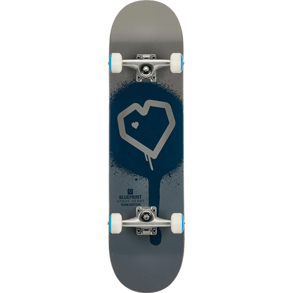 Blueprint Spray Heart Complete Skateboard 8.0 Grey/Deep Sea Blue