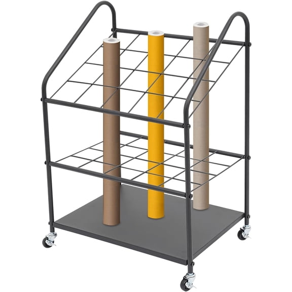 Blueprint Storage Rack Cart 20 Compartments Blueprint Holder Organizer with Wheels Portable Architectural Plan Organizer with Double-Layer Grids for Posters, Maps, Papers