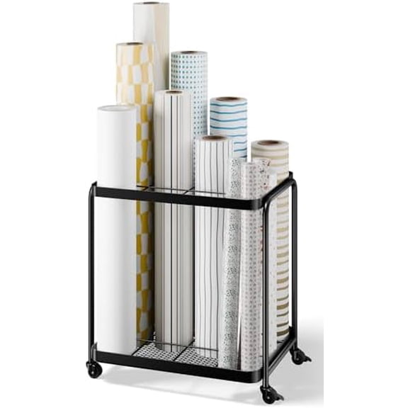 Blueprint Storage Rack with Silent Wheels,12 Slots4.33.9 Wrapping Paper Organizer Storage, Sturdy Cart for Organizing Construction Plans, Artwork,Map,Posters in Home/Office/School