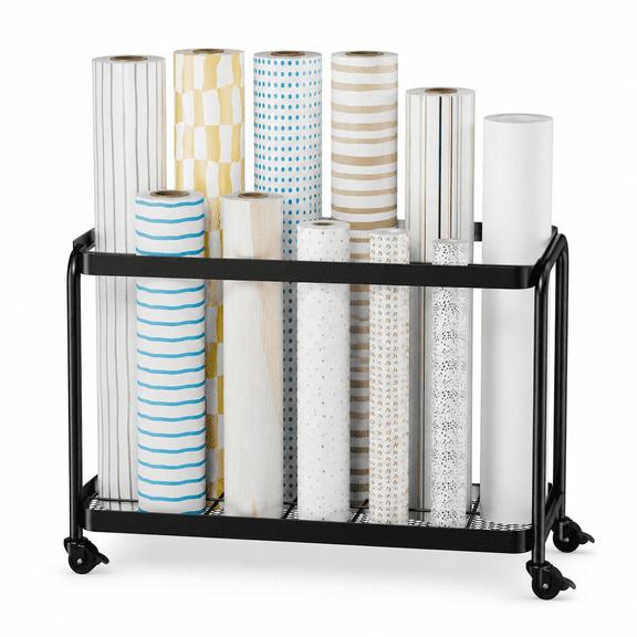 Blueprint Storage Rack with Silent Wheels,12 Slots4.33.9 Wrapping Paper Organizer Storage, Sturdy Cart for Organizing Construction Plans, Artwork,Map,Posters in Home/Office/School