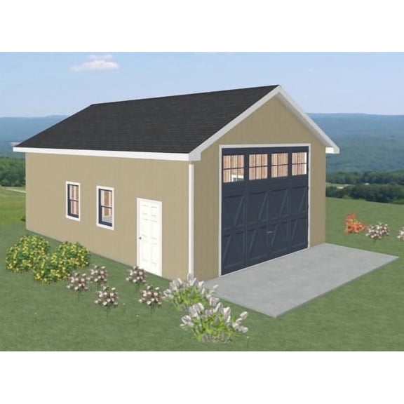 Blueprint for a 24x32 Garage with Scissor Truss Vaulted Ceiling
