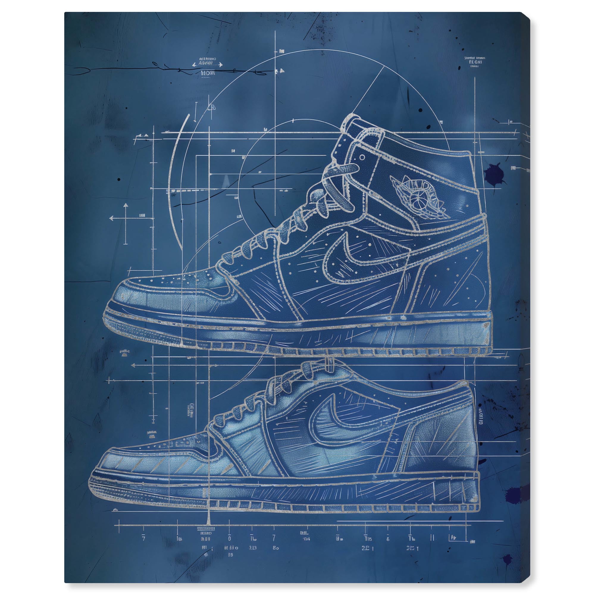 Gallery Wrapped Blueprint of Sneakers Canvas Art, 20" x 24"