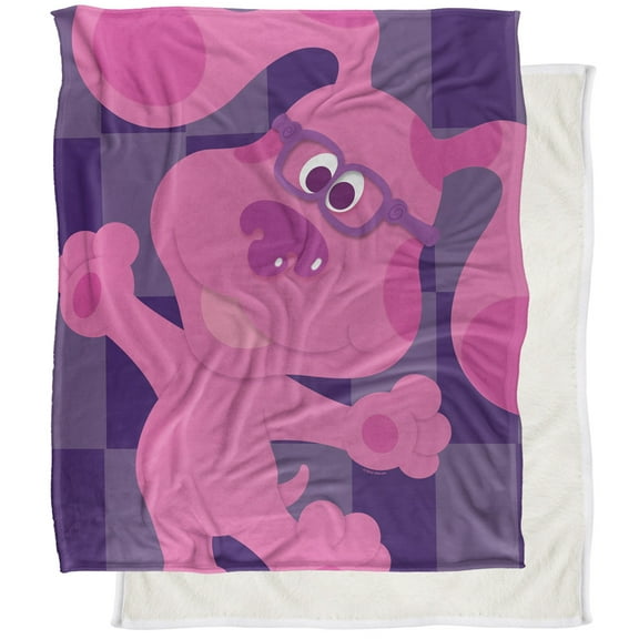 Blues Clues Blanket, 50"x60" Blue's Clues Large Magenta Silky Touch Sherpa Back Super Soft Throw Blanket