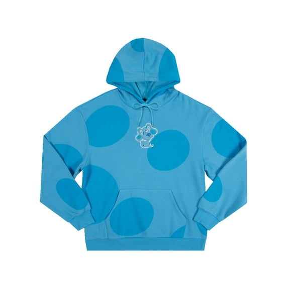 Blues Clues Embroidered Character Art Long Sleeve Blue Spotted Adult Hooded Sweatshirt-S