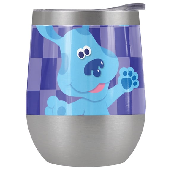 Blues Clues Official Blue'S Clues Large Blue 12 oz Stemless Tumbler, Stainless Steel Travel Cup|Lake Tumbler|Insulated with Leak Resistant Slide-Lock Lid