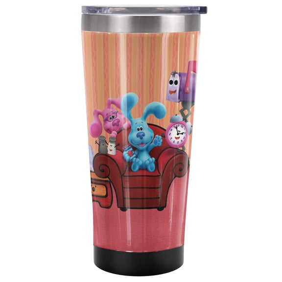 Blues Clues Official Character Group 20 oz Travel Tumbler, Stainless Steel, Vacuum Insulated with Leak Resistant Slide-Lock Lid
