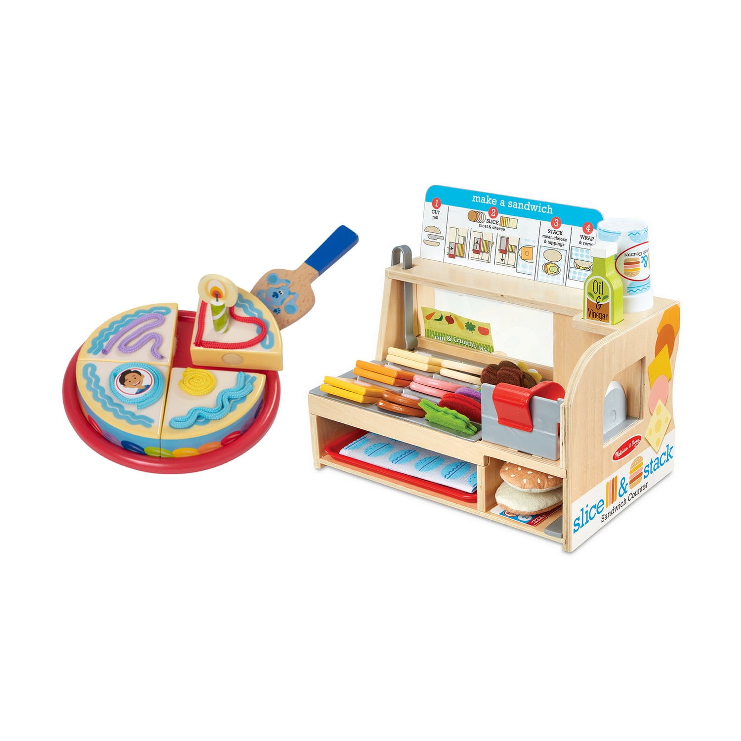 Blues Clues & You Wooden Birthday Party Play Set with Slice & Stack Sandwich Counter