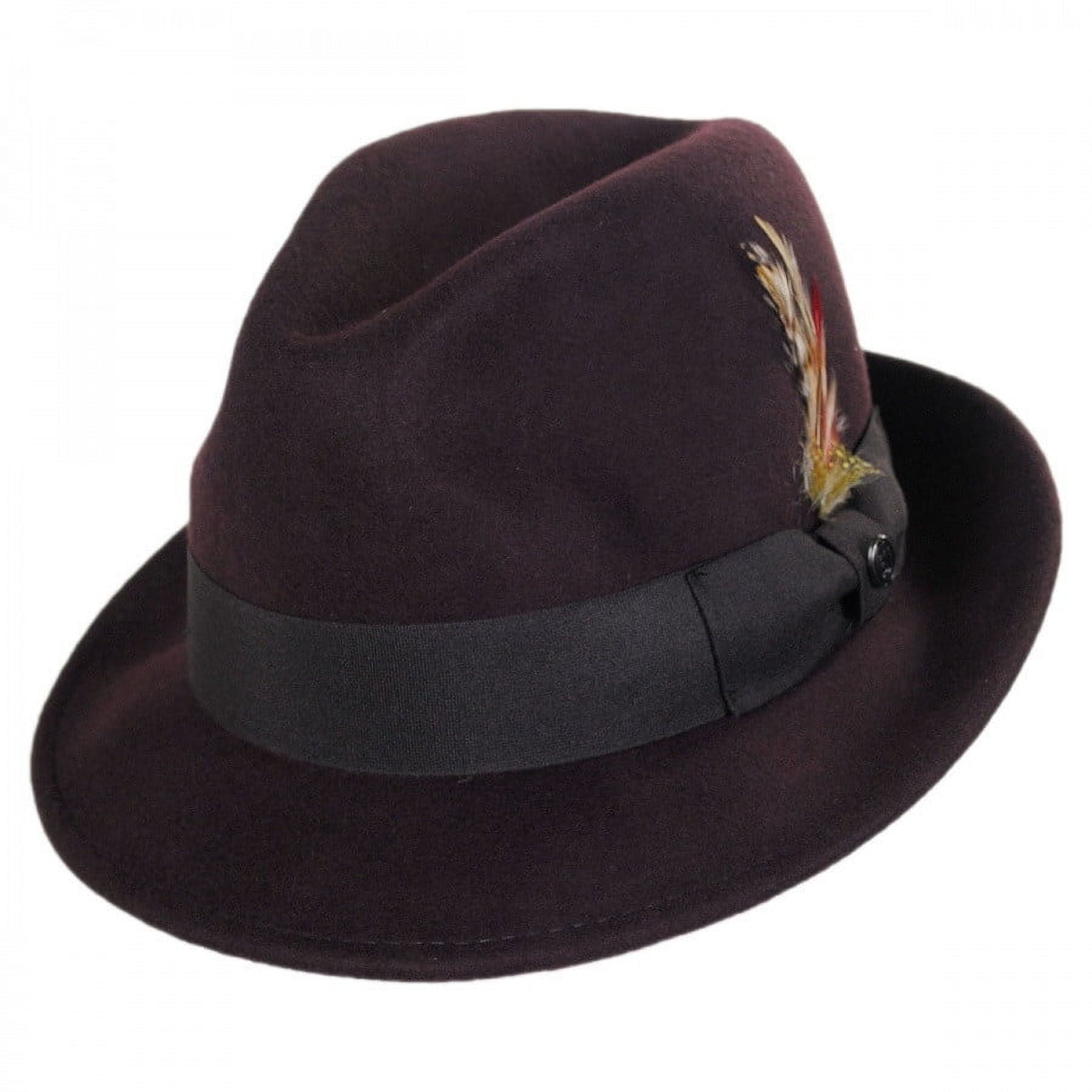 Blues Crushable Wool Felt Trilby Fedora Hat - L - Brown