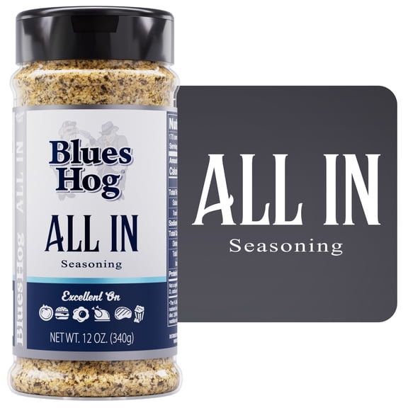 Blues Hog All In BBQ Seasoning, Gourmet All Purpose Rub, All-Natural, Gluten-Free, 12 oz