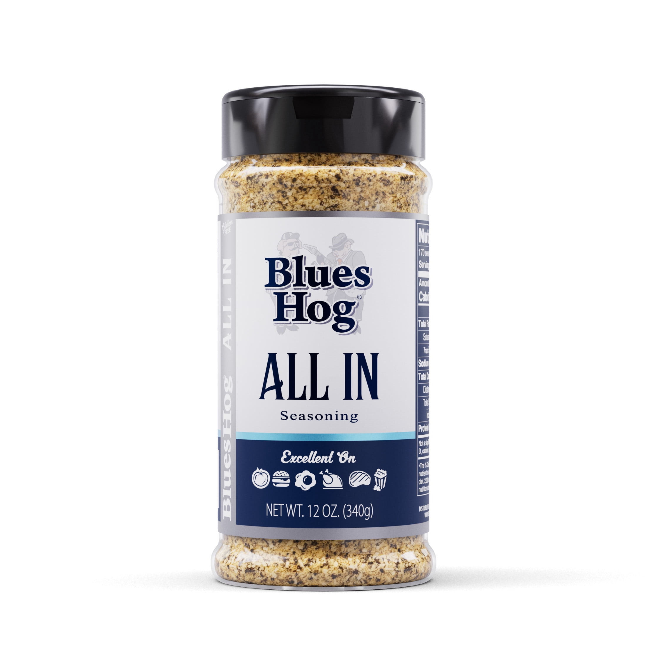 Blues Hog All In BBQ Seasoning, Gourmet All Purpose Rub, All-Natural, Gluten-Free, 12 oz