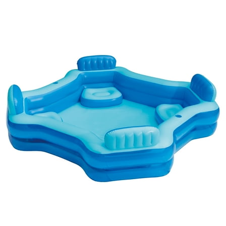 Bluescape Blue Deluxe Comfort Inflatable Family Swimming Pool, 4 Seats, Square, Age 6 & up