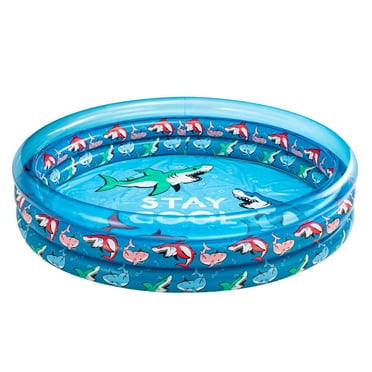 Bluescape Blue Shark 3-Ring Inflatable Swimming Pool for Kids, Round, Age 2 & up, Unisex