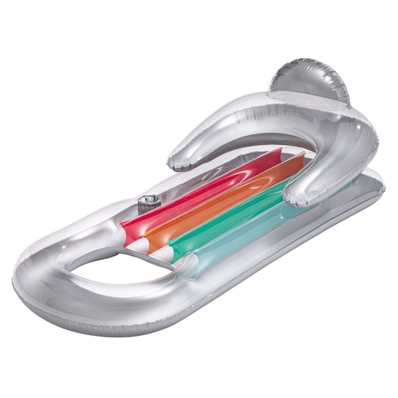Bluescape Deluxe Lounge, Inflatable Pool Float, Silver, Age 14 & up, Unisex