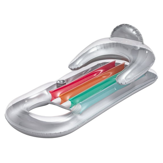 Bluescape Deluxe Lounge, Inflatable Pool Float, Silver, Age 14 & up, Unisex