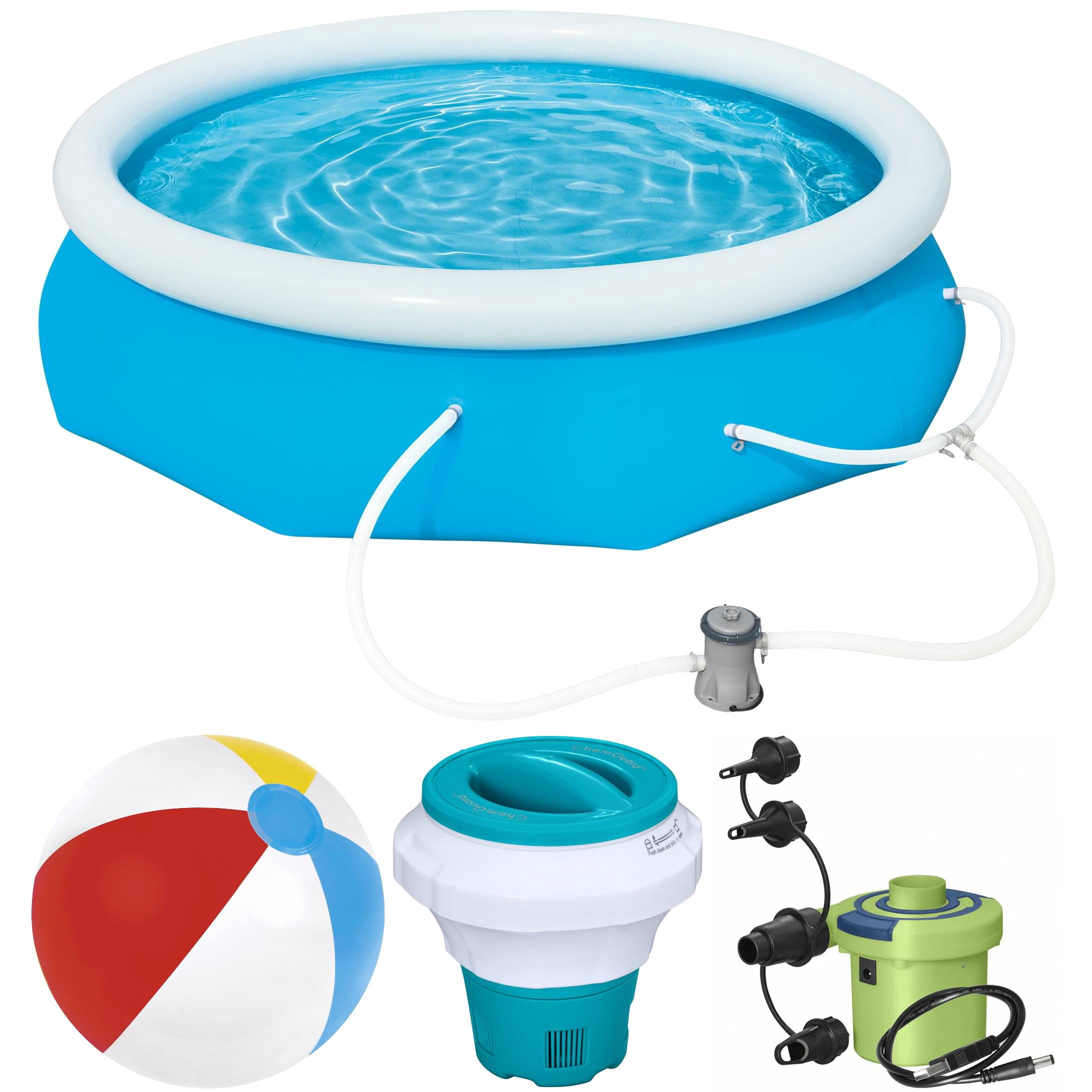 Bluescape Fast Set 10’ x 30” Round Inflatable Soft Sided Above Ground Pool Set Including Pool Accessories