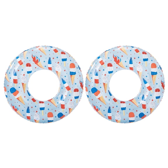 Bluescape Inflatable Swim Tube Pool Float, 2-Pack, Ice Cream Print, 31 in, Age 9+