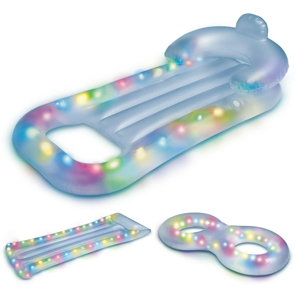 Bluescape LED Pool Lounge – Inflatable Light-Up Floating Lounger with Waterproof Color-Changing LEDs Including Raft and Tube