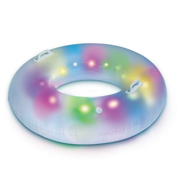 Bluescape LED Pool Tube Inflatable Light-Up Floating Ring with Color-Changing LED Lights for Pool Fun