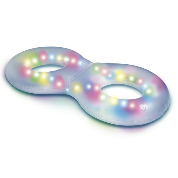 Bluescape LED Twin Tube  Inflatable LED Light-Up Pool Ring, Waterproof Floating Tube for Nighttime Fun