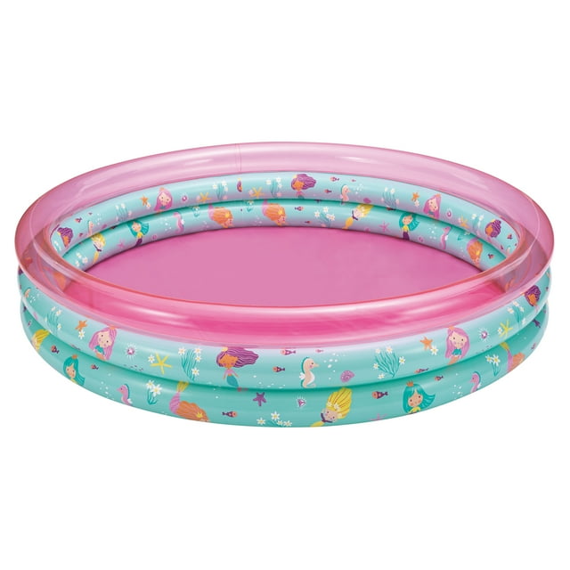 Bluescape Pink 3Ring Inflatable Kiddie Swimming Pool, Round, Age 2 & up, Unisex