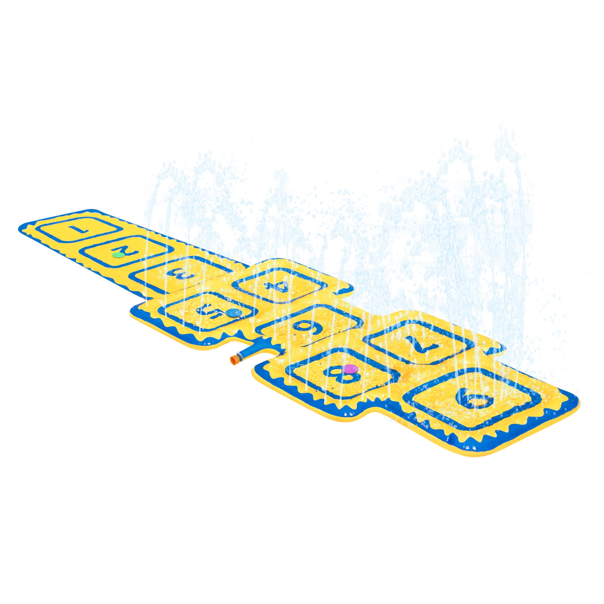 Bluescape Summer Hopscotch Sprinkler Game Inflatable Mat for Kids Outdoor Play for Ages 3+