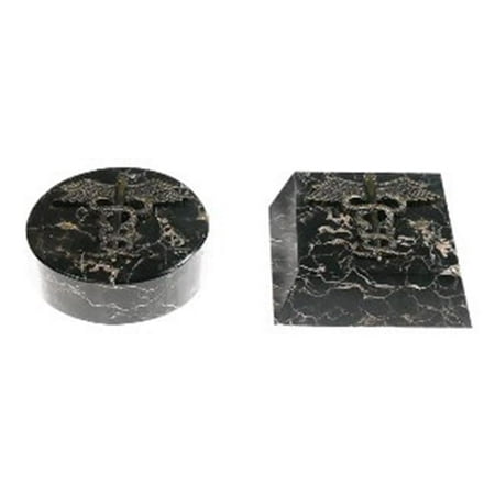 Bluestone Designs W920 Square Jadestone Paper Weight with Alloy Emblem